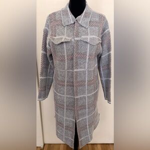 Love Ever After Women’s Long Plaid Open Front Cardigan - Size L